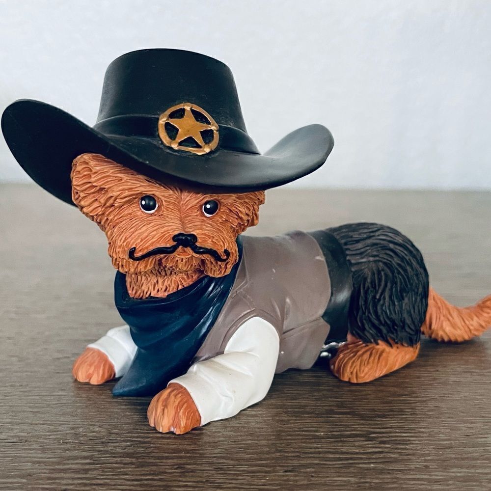 Hamilton Collection Spurs N Furs Yorkie Dog Wild West Cowboy Figurine